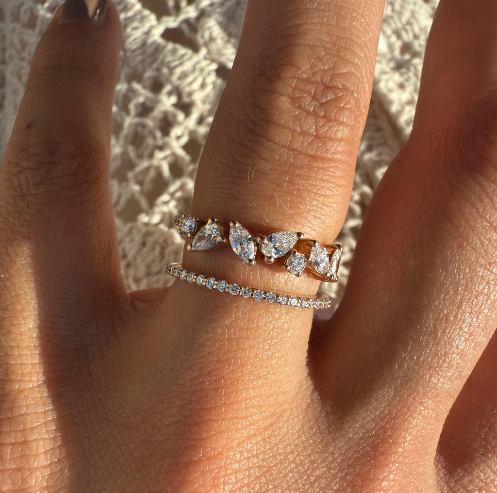 Rose Gold Twin Band Diamond Ring