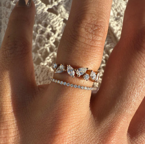 Rose Gold Twin Band Diamond Ring