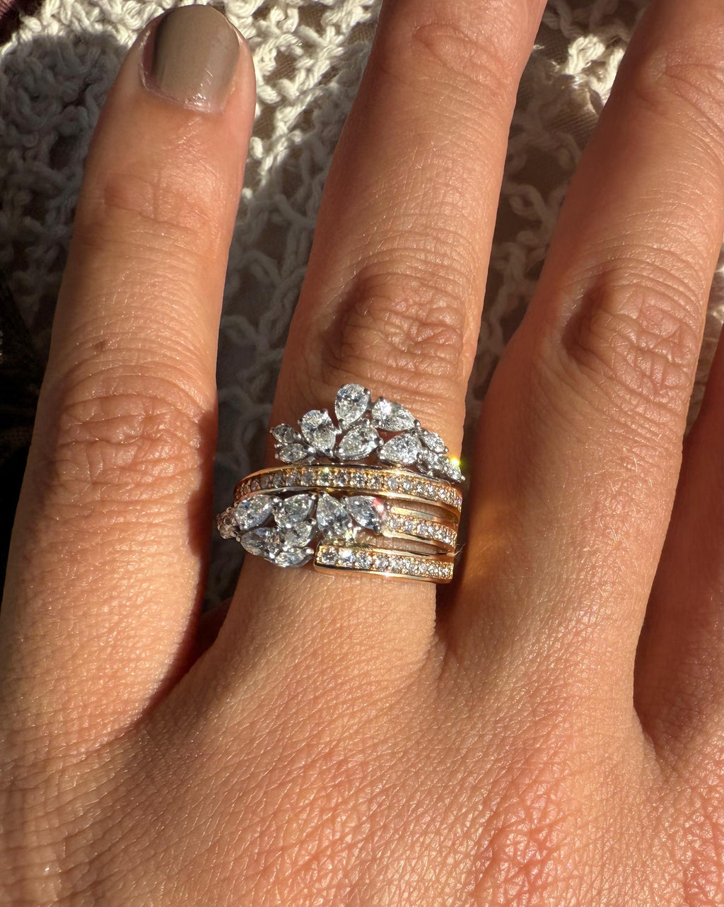 Yellow Gold Floral Cascade Ring